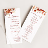Rusty Burgundy Brown Floral Blume Wedding Programm