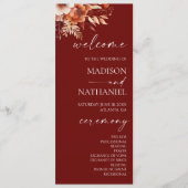 Rusty Burgundy Brown Floral Blume Wedding Programm (Vorderseite)