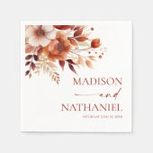 Rusty Burgundy Brown Floral Blume Wedding Serviette (Vorderseite)