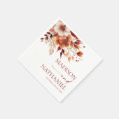 Rusty Burgundy Brown Floral Blume Wedding Serviette (Ecke)