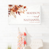 Rusty Burgundy Brown Floral Flower Wedding Banner (Insitu)