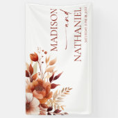 Rusty Burgundy Brown Floral Flower Wedding Banner (Vertikal)