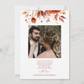 Rusty Burgundy Brown Floral Flower Wedding Dankeskarte (Rückseite)