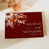 Rusty Burgundy Brown Floral Flower Wedding Gästebuch