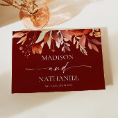 Rusty Burgundy Brown Floral Flower Wedding Gästebuch