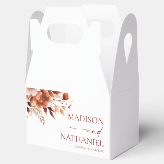 Rusty Burgundy Brown Floral Flower Wedding Geschenkschachtel (Geöffnet)