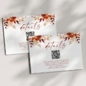Rusty Burgundy Floral QR Code Hochzeitdetails Begleitkarte