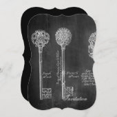 Rusty Chalkboard Viktorianische Steampunk-Skelettt Einladung (Vorne/Hinten)