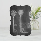 Rusty Chalkboard Viktorianische Steampunk-Skelettt Einladung (Stehend Vorderseite)
