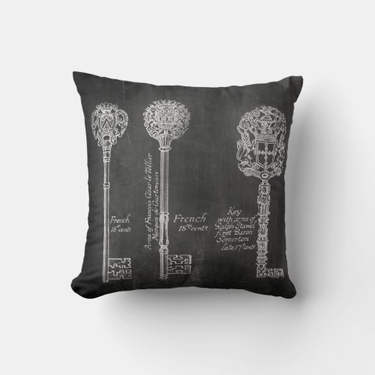 Rusty Chalkboard Viktorianische Steampunk-Skelettt Kissen (Vorderseite)