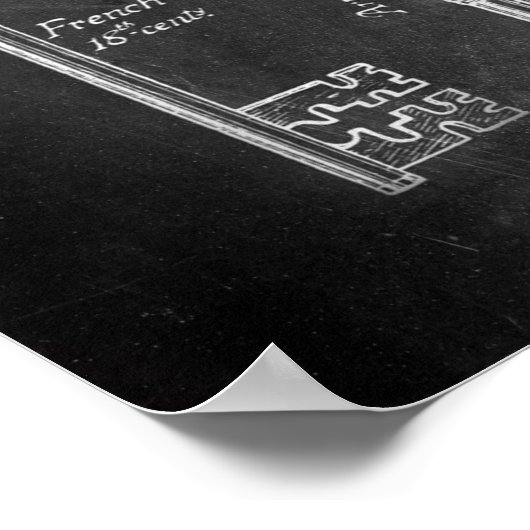 Rusty Chalkboard Viktorianische Steampunk-Skelettt Poster (Ecke)