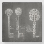 Rusty Chalkboard Viktorianische Steampunk-Skelettt Steinuntersetzer (Vorderseite)