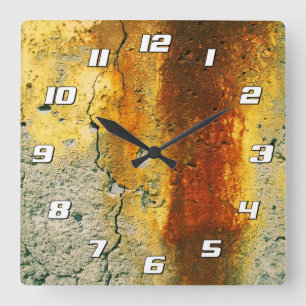 Rusty Concrete Urban Grunge mit Zahlen Quadratische Wanduhr