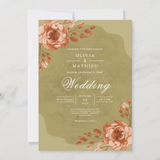 Rusty Coral Blossom Blühend Hochzeit Einladung