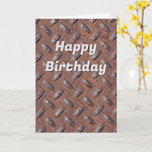 Rusty Diamond Plate Geburtstag Karte (Gelbe Blume)
