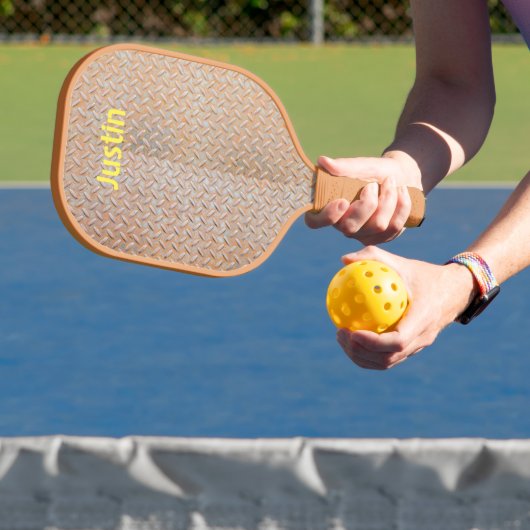 Rusty Diamond Plate Individuelle Name Pickleball Schläger (InSitu)