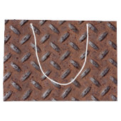 Rusty Diamond Plate Muster Große Geschenktüte (Rückseite)