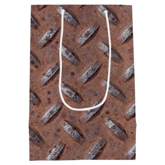 Rusty Diamond Plate Muster Mittlere Geschenktüte (Rückseite)