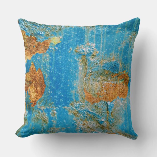 Rusty Distressed Blue Metal Kissen (Vorderseite)
