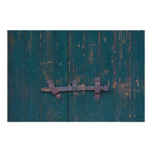 Rusty Door Riegel an der grünen Tür Poster (Vorderseite)