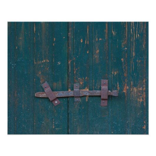 Rusty Door Riegel an der grünen Tür Poster (Vorderseite)