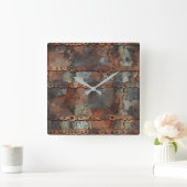 Rusty Eisen Wall Clock Quadratische Wanduhr (Zuhause)