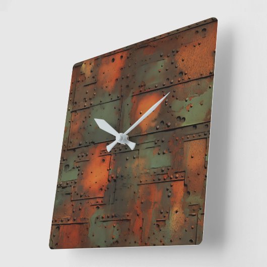 Rusty Eisen Wall Clock Quadratische Wanduhr (Winkel)