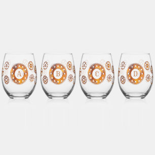 Rusty Gears Steampunk Custom Initial Weinglas Ohne Stiel