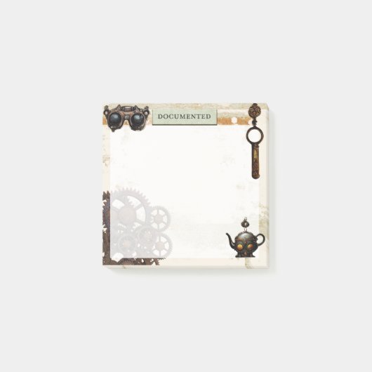 Rusty Gears Steampunk Mechanisch 3"x3" Post-it Klebezettel (Vorderseite)