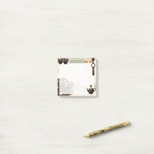 Rusty Gears Steampunk Mechanisch 3"x3" Post-it Klebezettel (Auf Schreibtisch)