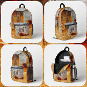Rusty Gray and Orange Urban Grunge Industrial Bedruckter Rucksack