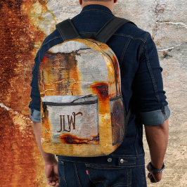 Rusty Gray and Orange Urban Grunge Industrial Bedruckter Rucksack