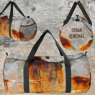 Rusty Gray Burnt Orange Urban Grunge Industrial Duffle Bag