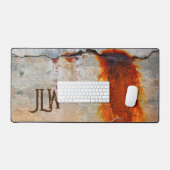 Rusty Gray und Orange Urban Grunge Stilvoll Schreibtischunterlage (Tastatur & Maus)