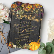 Rusty Herbst florale Chic 16 . Geburtstag Geburtst