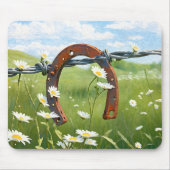 Rusty Horseshoe auf einem Stacheldraht Mousepad (Vorne)
