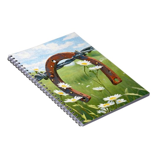 Rusty Horseshoe und White Daisies Notizblock (Rechte Seite)