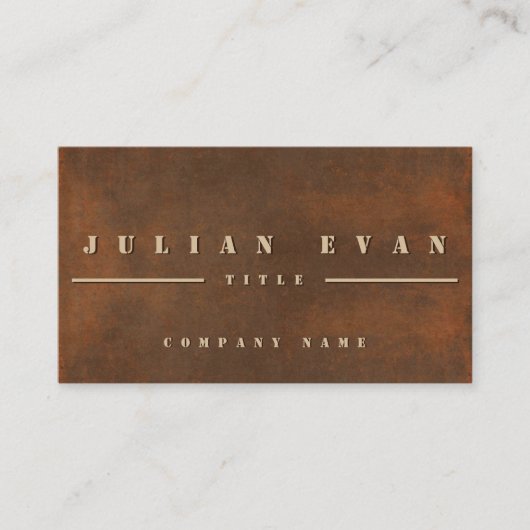 Rusty Iron Bold Stencil Typografy Metal Visitenkarte (Vorderseite)