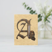 Rusty Knights Initial A Postkarte (Stehend Vorderseite)