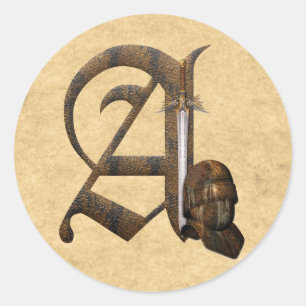 Rusty Knights Initial A Runder Aufkleber