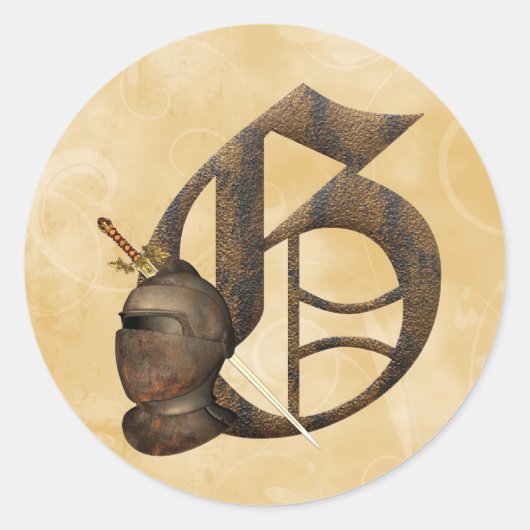 Rusty Knights Initial G Runder Aufkleber (Vorderseite)