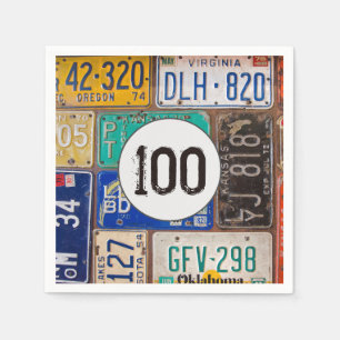 Rusty Licence Plate 100. Geburtstag Napkins Serviette