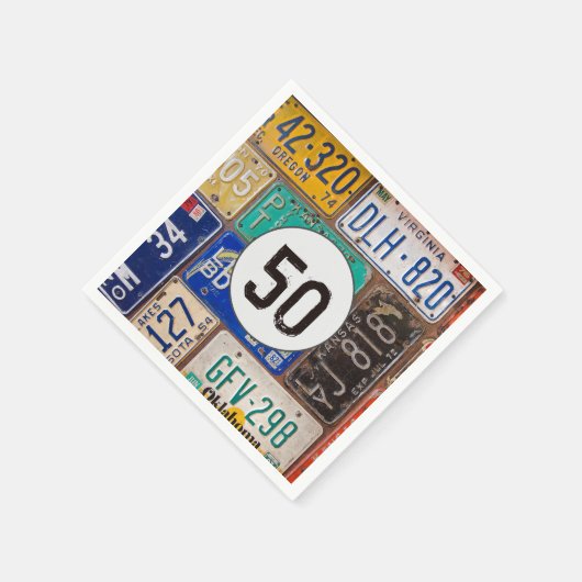 Rusty Licence Plate 50. Geburtstag Serviette (Ecke)