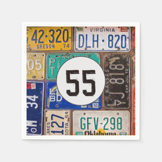 Rusty Licence Plate 55. Geburtstag Napkins Serviette (Vorderseite)