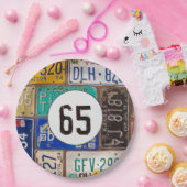 Rusty Licence Plate 65. Geburtstag Pappteller (Party)