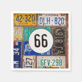 Rusty Licence Plate 66. Geburtstag Napkins Serviette