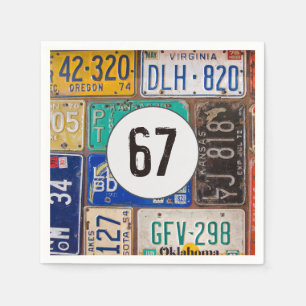 Rusty Licence Plate 67. Geburtstag Napkins Serviette
