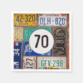 Rusty Licence Plate 70. Geburtstag Napkins Serviette