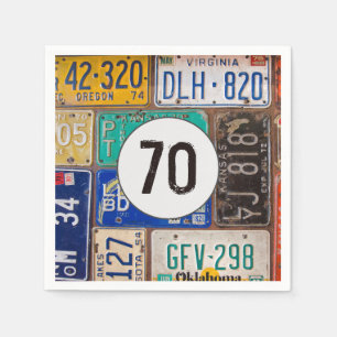 Rusty Licence Plate 70. Geburtstag Napkins Serviette