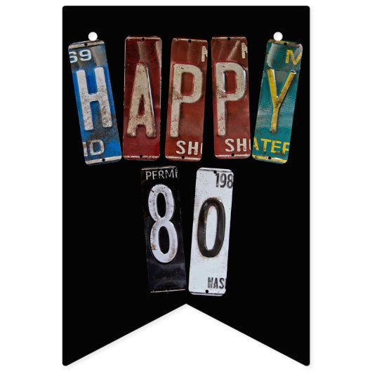 Rusty Licence plate 80. Geburtstag Wimpelkette (Dritte Fahne)